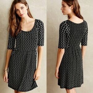 Anthropologie Saturday Sunday Dress Black White Pattern Comfy Classic size XSP